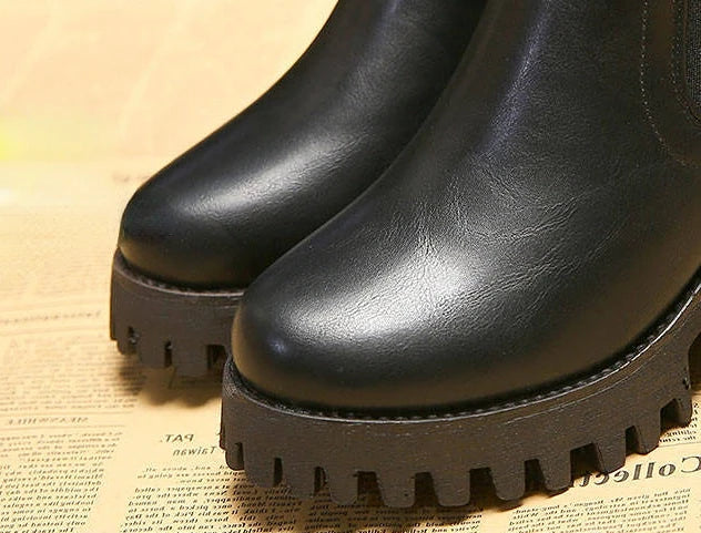 Women's High Heel Ankle Chelsea Boots with Square Heel