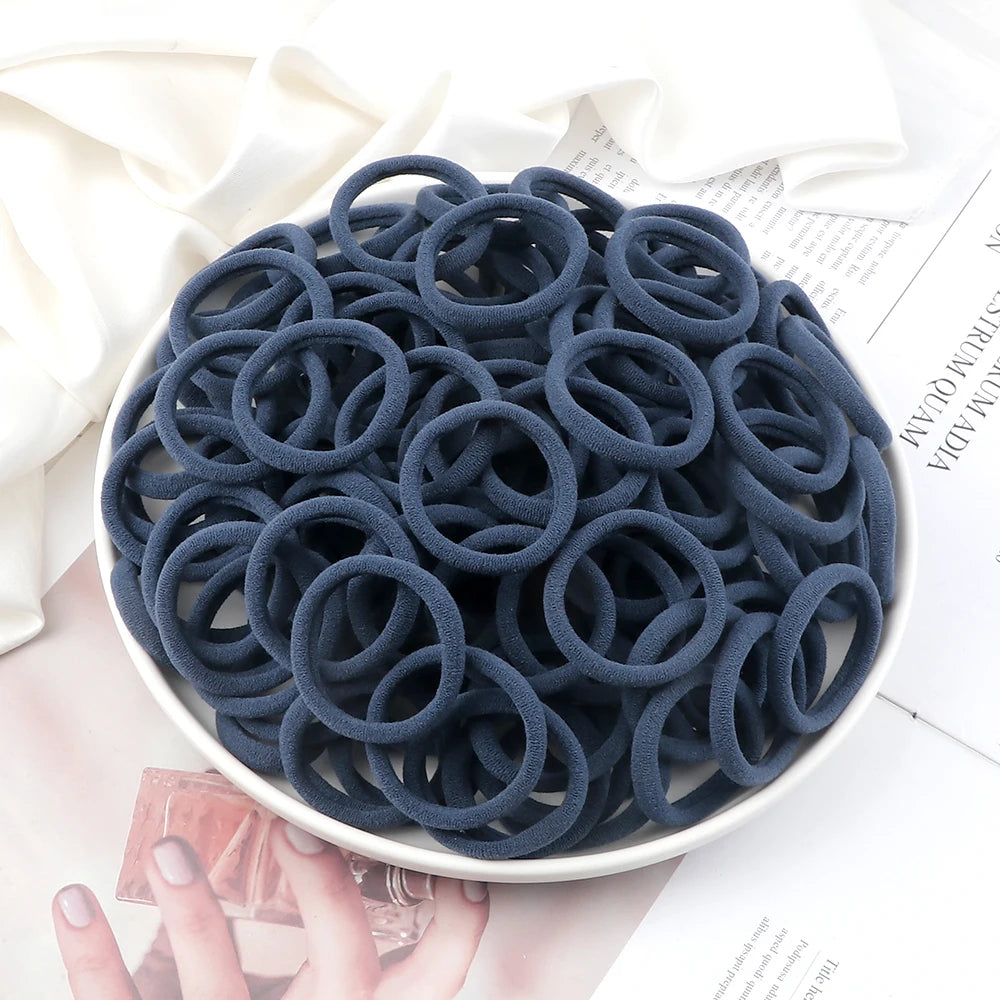 Women's Elastic Hair Bands, 4cm, Polyester, Set of 50