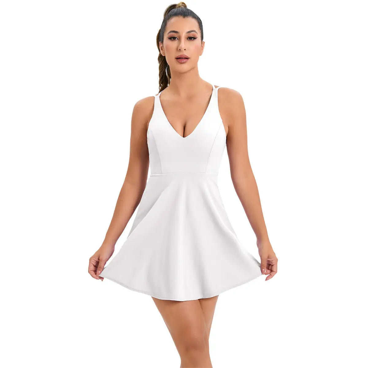 Women's summer tennis skirt built-in shorts and bra sleeveless backless workout sports golf dress  tennis dress for fitness