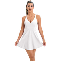 Women's summer tennis skirt built-in shorts and bra sleeveless backless workout sports golf dress  tennis dress for fitness