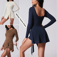 VITALINOVO Womens High Neck Tennis Dress Long Sleeve Sarong Wrap Skirt Built in Shorts Golf Athletic Dress Workout Rompers - Buy online at  Vibe In Cart.