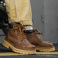 Men's Ankle Boots Lace-Up Flat Heel Bonded Leather Insole