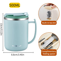 500ml Double-Layer Insulated Stainless Steel Mug with Handle