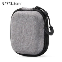 Grey Canvas Zipper Storage Bag for Earphones and Accessories