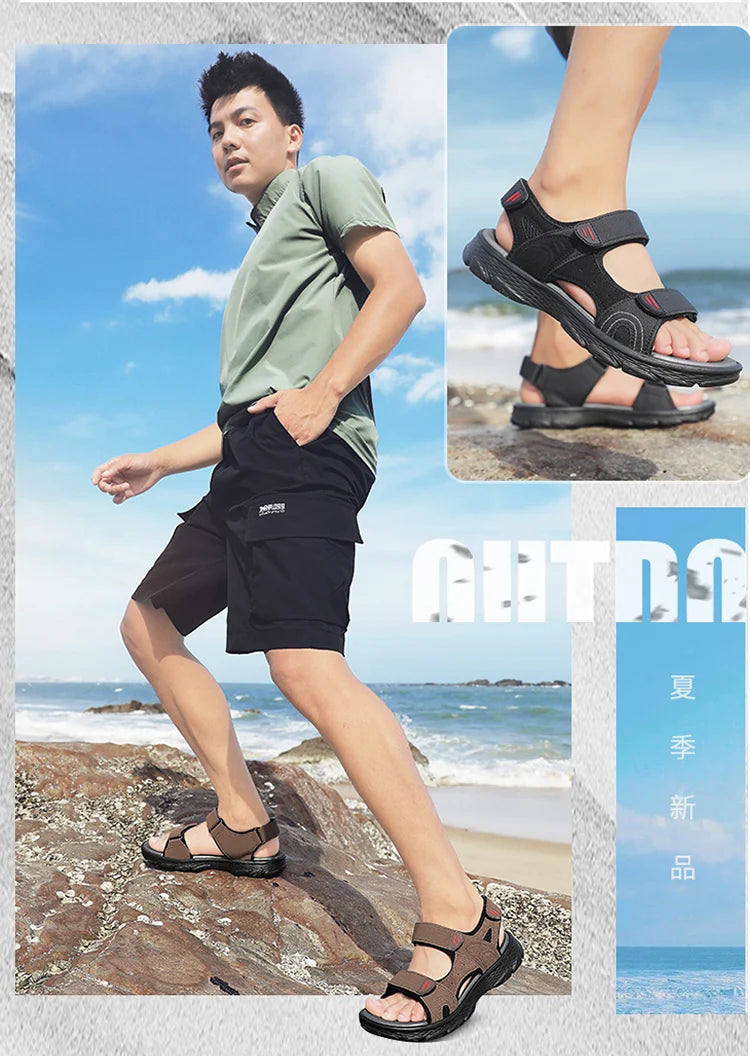Men's Waterproof Sports Sandals for Hiking and Beach Open Toe Adjustable