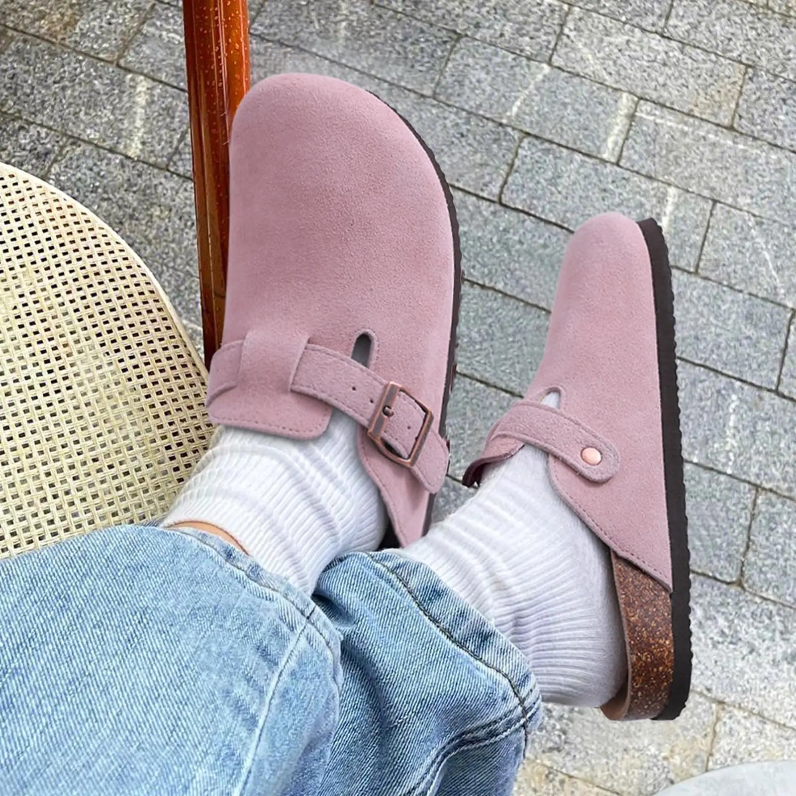 Men's Outdoor Slippers with Cow Suede Lining and EVA Insole