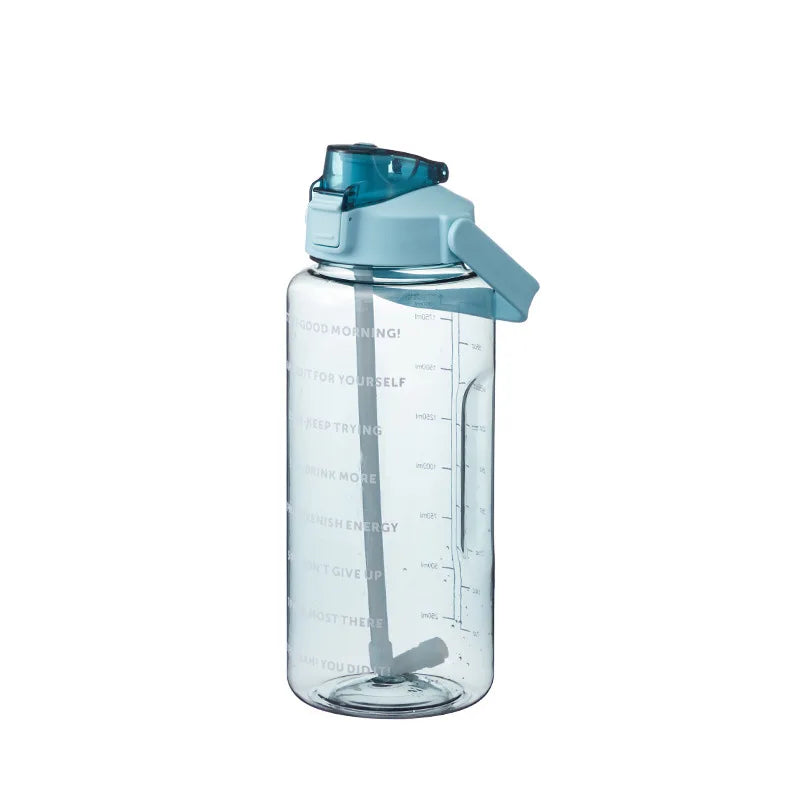 2000ml Sports Drinking Bottles with Time Marker Men Women Water Bottle with Straw Large Capacity Outdoor Cup Fitness Drinkware - Buy online at  Vibe In Cart.