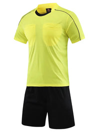 Men's Polyester Soccer Referee Uniform with Jersey and Shorts