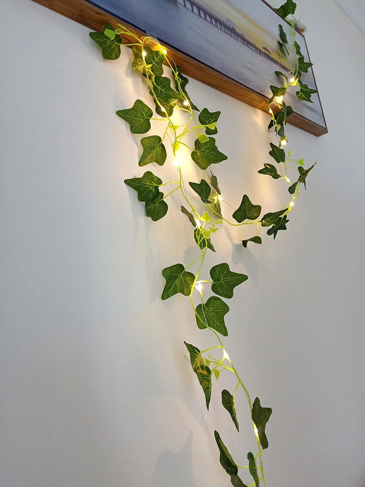 2Meter Fake Green Leaf Ivy Vine with LED Lights String for Home Bedroom Decor Wedding Glowing Artifical Plant Garland Home Decor - Buy online at  Vibe In Cart.