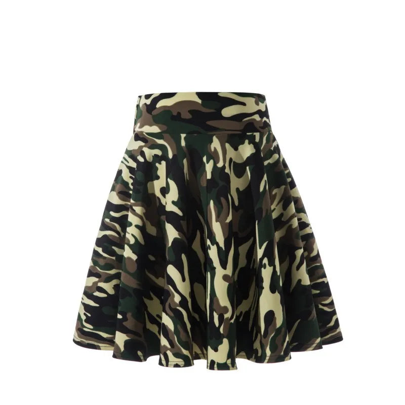 Women's Black Knee-Length Flared Pleated Loose Skirt