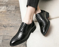 Black Pointed Toe Oxford Shoes Large Size PU Upper Rubber Sole