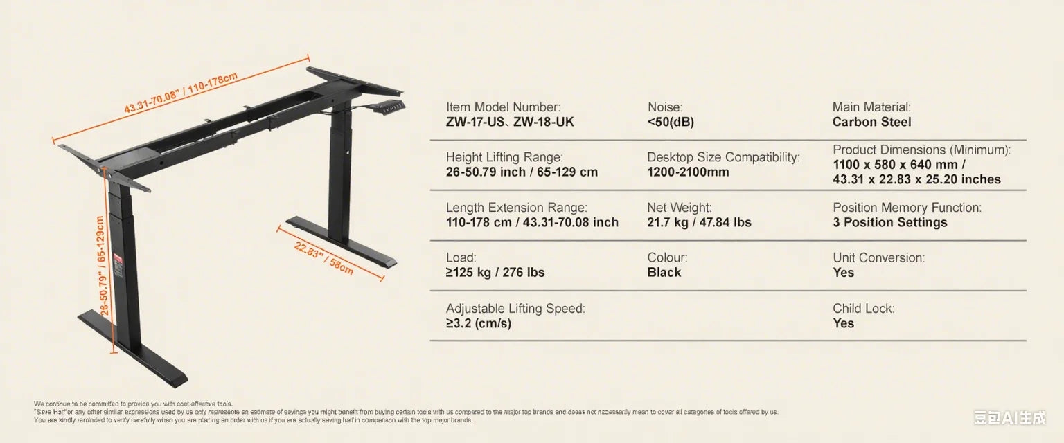 SucceBuy Standing Desk Frame  Electric Stand Up Computer Desk Legs Ergonomic DIY Workstation Base for Home Office Black white - Buy online at  Vibe In Cart.