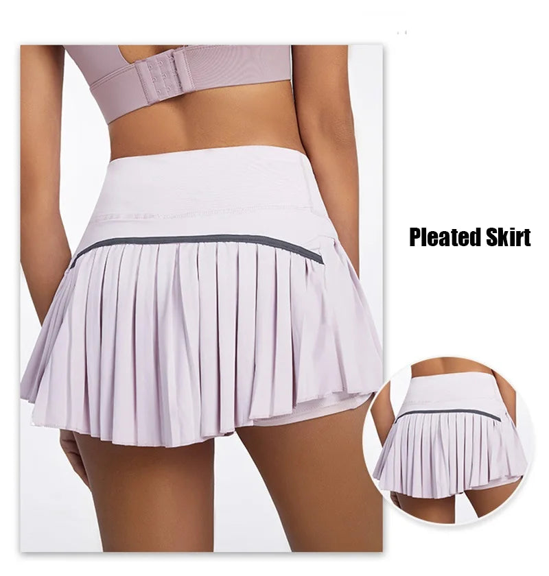 Women's High Waist Pleated Tennis Skirt with Inner Lining