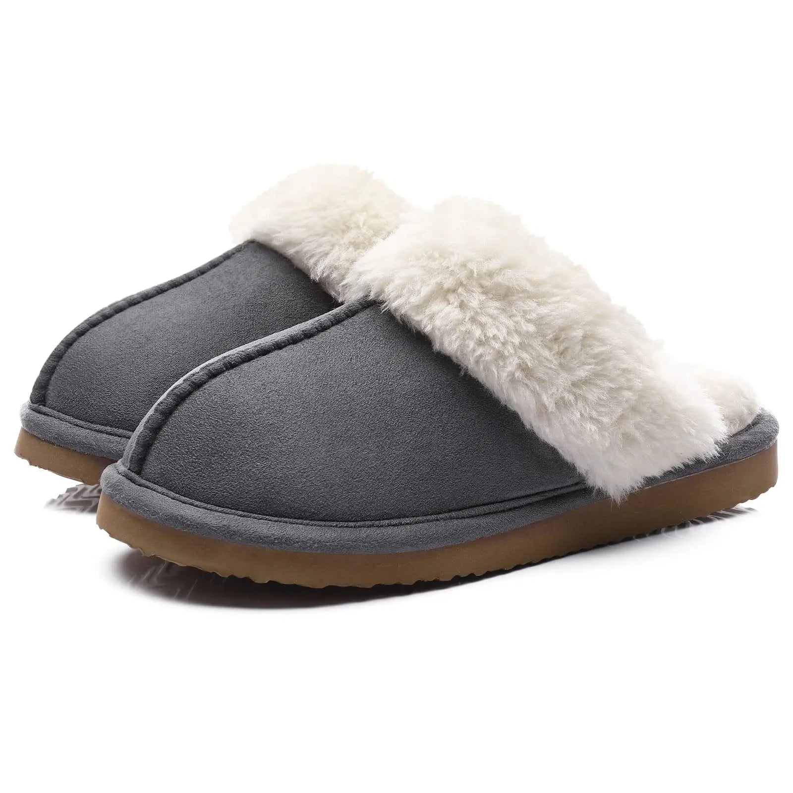 Women's Warm Plush Fuzzy Indoor Slippers with Faux Fur