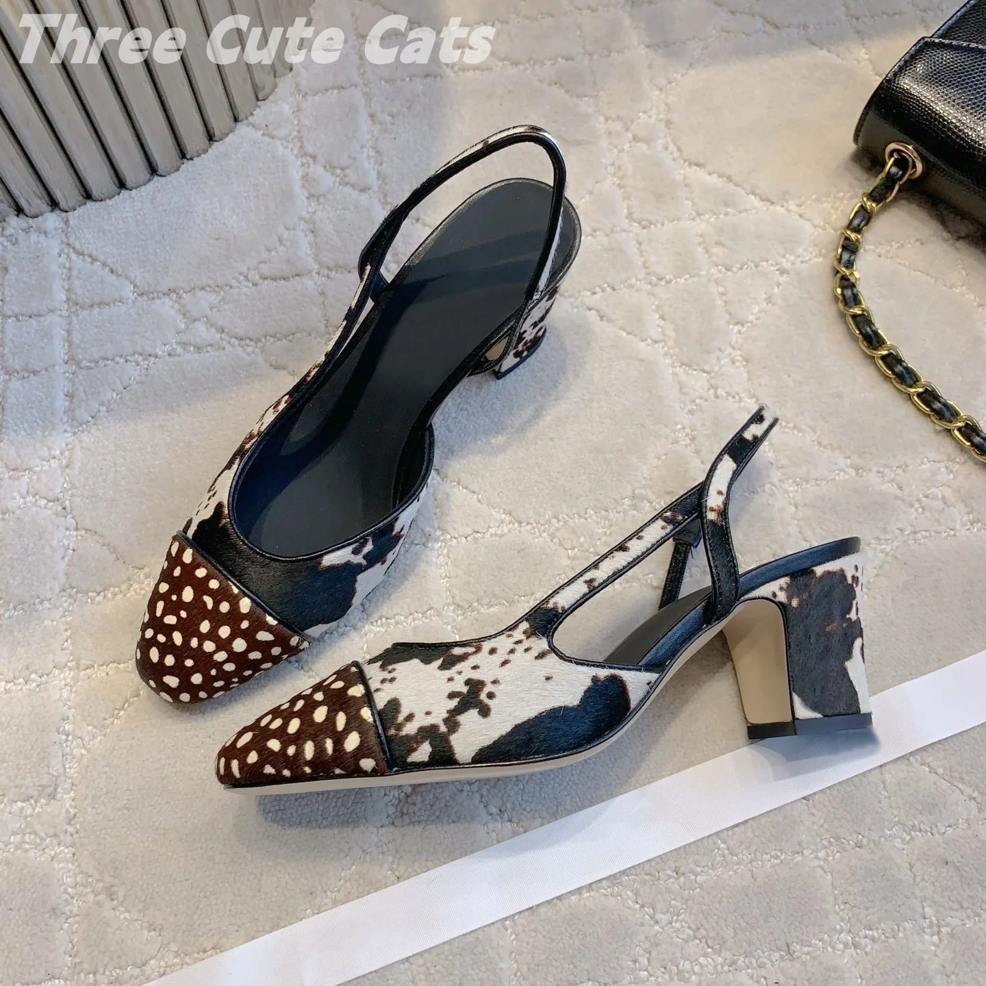 Novelty Horsehair Animal Parints Shallow Sling Back Zapatos Mujer Leopord Almond Shaped Toes Chunky Heels Woman Sandals 34-42 - Buy online at  Vibe In Cart.