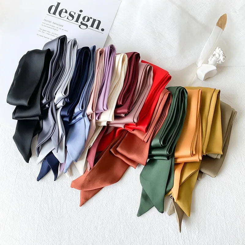 Women's Long Narrow Solid Color Polyester Scarf 190x5cm