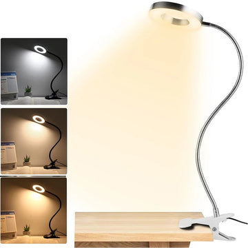 LED Reading Lights 360°Flexible Gooseneck Dimmable Table Lamp Clip On Indoor Bedroom Eye Protection Desk Light Book Clamp Lamp - Buy online at  Vibe In Cart.