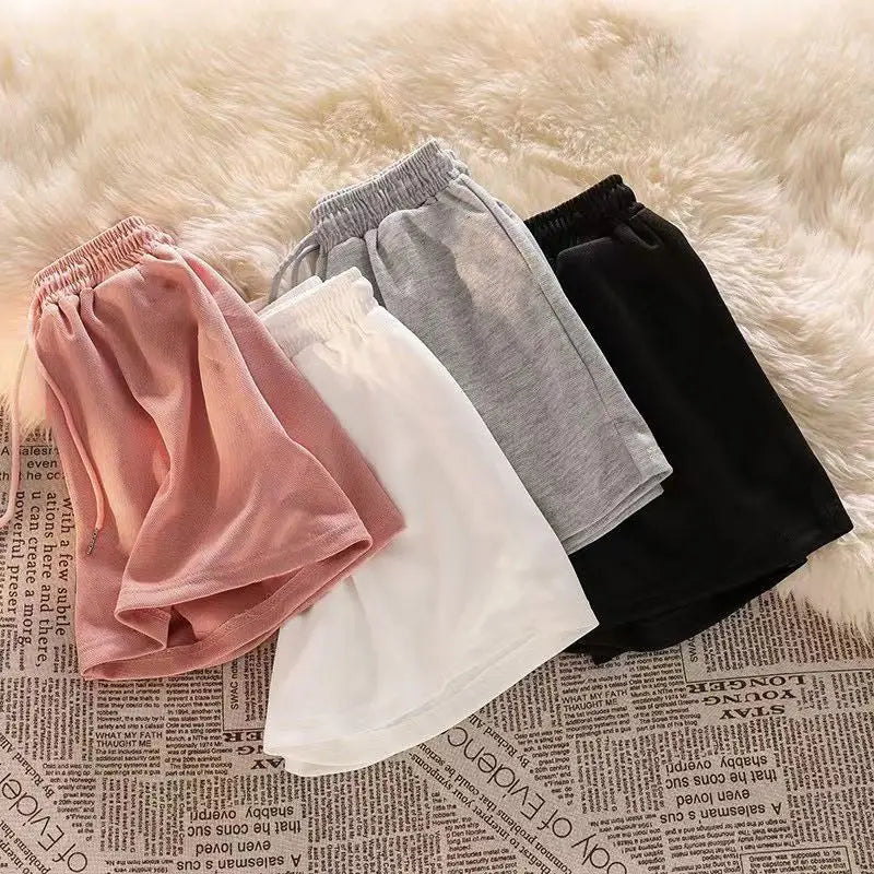 2024 New Women Casual Drawstring Sports Shorts Summer Thin High Waist Yoga A-line Shorts Loose Women Running Straight Trousers