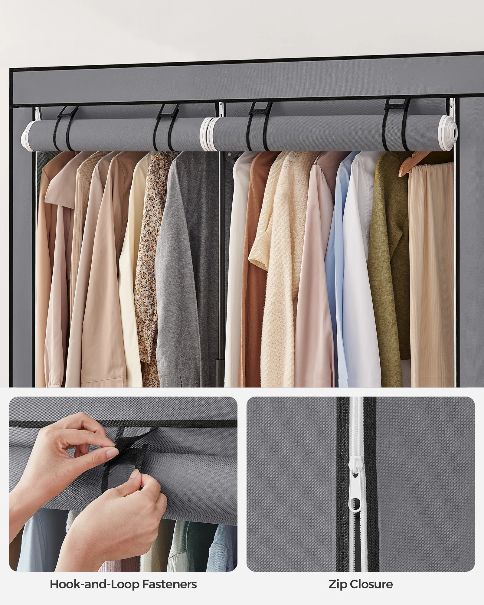 SONGMICS Closet Wardrobe, Portable Closet for Bedroom, Clothes Rail with Non-Woven Fabric Cover, Clothes Storage Organizer - Buy online at  Vibe In Cart.