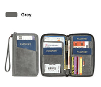 Multifunctional Travel Passport Wallet with RFID Protection in Microfiber Leather