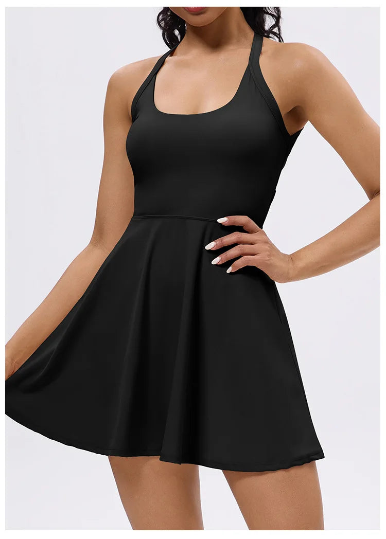 Tennis Dress with Shorts Badminton Clothing 2025 Golf Wear Dress with Shorts Underneath Workout Outfit 1pc Padded  Sport Dress