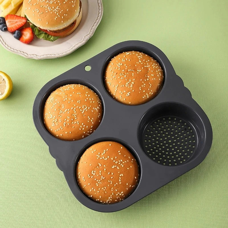 Hamburger Baking Mold Silicone mould Food Grade Bread Bun Baked Plate Non-Stick cake Pan Home Kitchen Bakeware BPA Free - Buy online at  Vibe In Cart.
