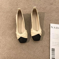 2025 New Round Bow Comfortable Casual Flat Bottomed Shallow Mouth Women's Single Shoes Silk Color Blocked Women's Single Shoes - Buy online at  Vibe In Cart.
