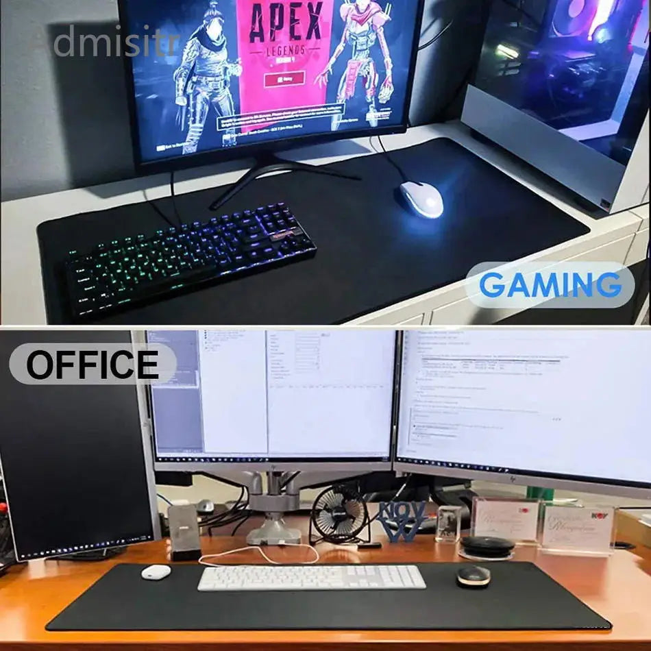 Large Waterproof Non-Slip Rubber Mouse Pad in Black and White