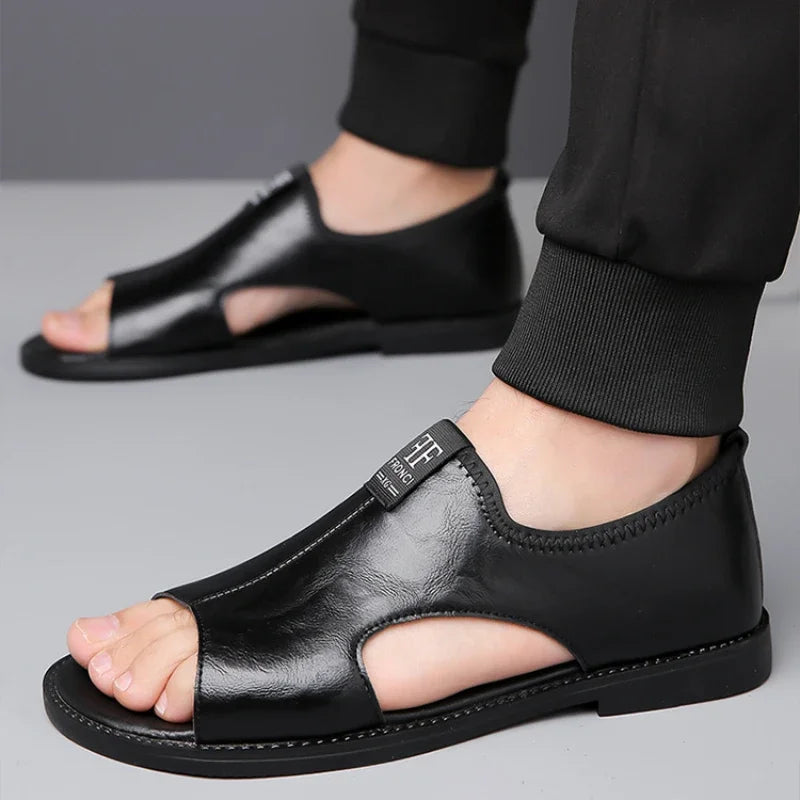 Sandals for Men Brand Casual Shoes Outdoor Fashion Men's Slippers Comfortable Beach Shoes High Quality Leather Men Flat Sandals - Buy online at  Vibe In Cart.