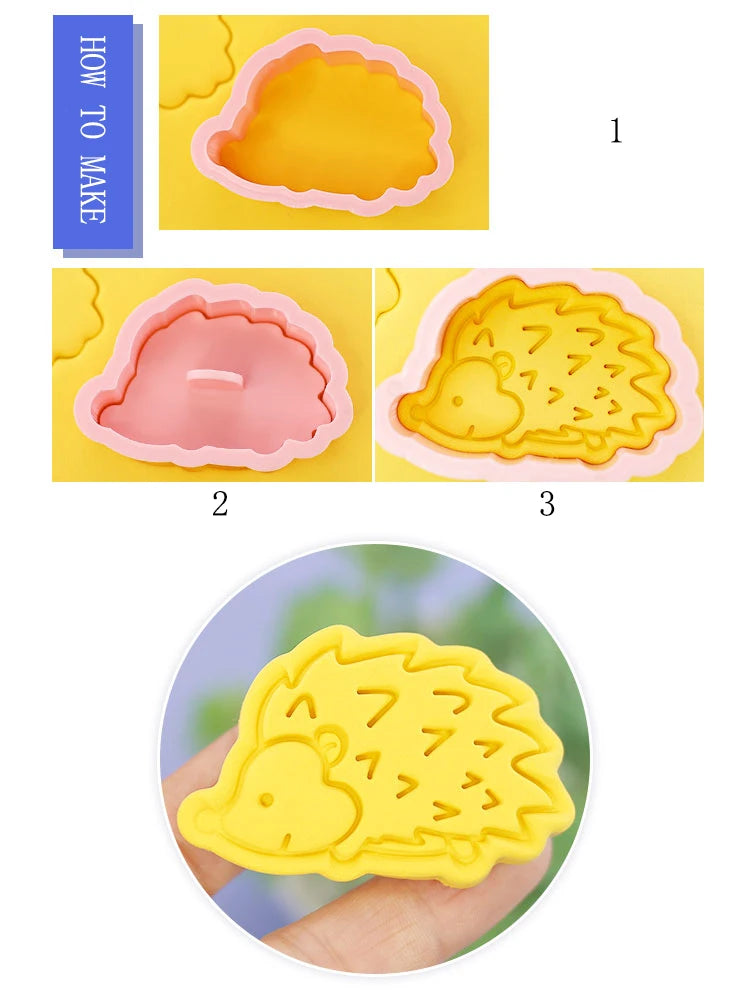 8-Piece Plastic 3D Cookie Cutters Set with Cartoon Designs