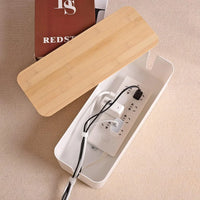 Wooden Storage Box for Cables and Remotes Organization