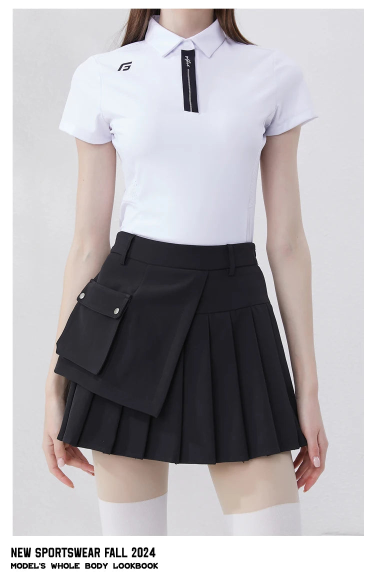 Golfist Golf New Style Short Pleated Skirt High Waist Asymmetrical Casual Gym Tennis Loose Mini Skirt With Shorts Golf Clothes