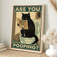Art quote you are pooping black cat kitten reading newspaper in toilet funny animal poster retro art living room decoration - Buy online at  Vibe In Cart.