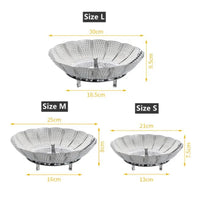 Folding Stainless Food Steamer Vegetable Fruit Food Basket Mesh Steamer Rack Cookware Utensils for Cooking Steam Dia.21/26/28cm - Buy online at  Vibe In Cart.