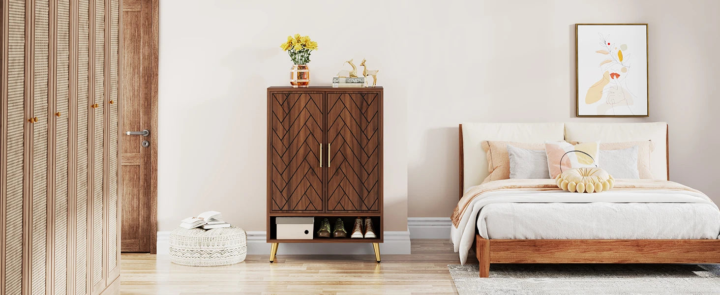 Tribesigns 6-Tier Shoe Cabinet with Doors, Walnut Wooden Shoe Storage Cabinet with Adjustable Shelves for Entryway - Buy online at  Vibe In Cart.