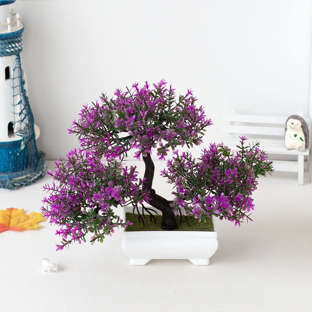 Artificial Plastic Potted Bonsai Tree for Desktop Decoration