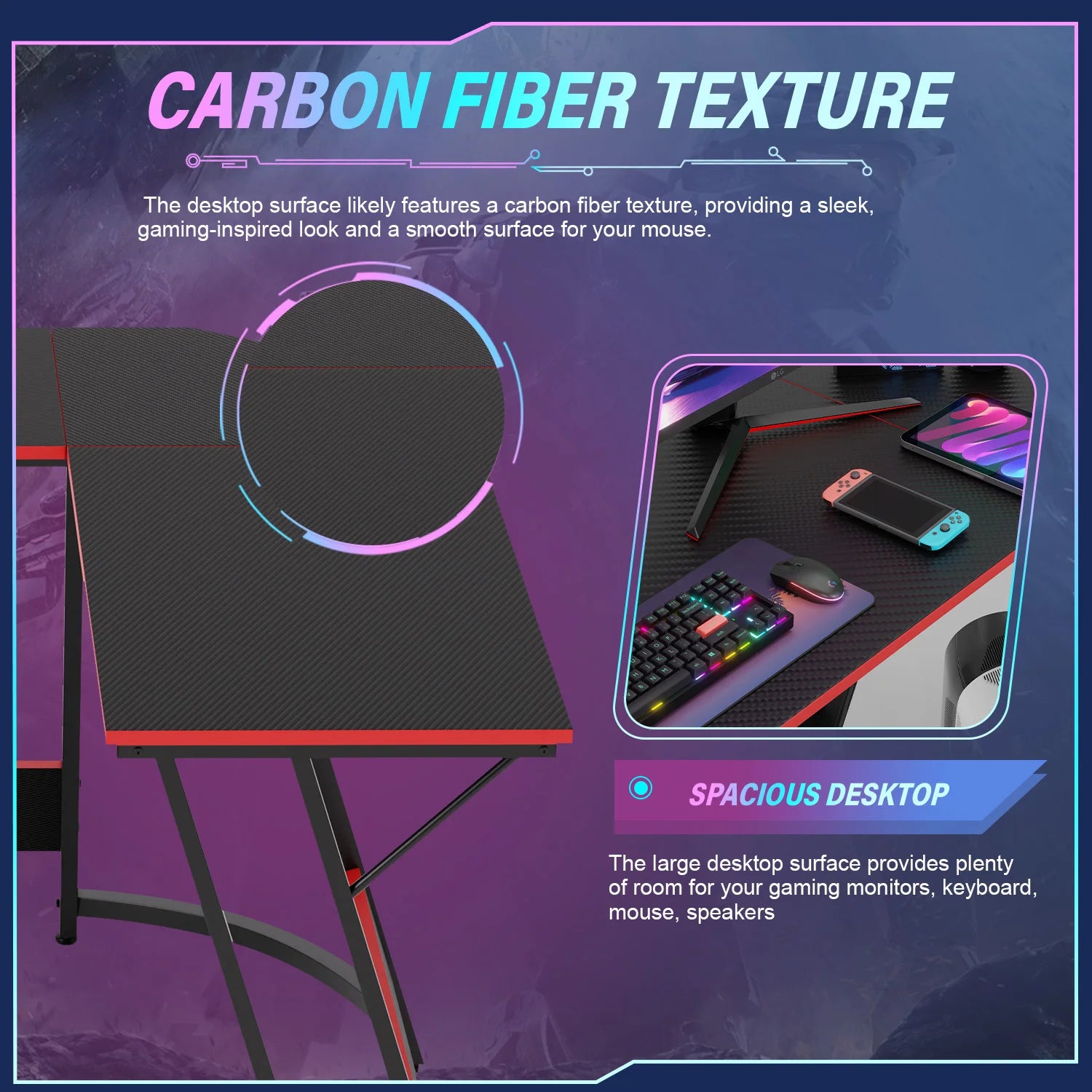 Gaming Desk L Shaped Corner Computer Desk, Home Office Desks Writing Workstation with Large Monitor Stand Easy to Assemble - Buy online at  Vibe In Cart.