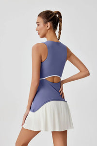 Women One-piece Tennis Dress Summer Black Contrast Pleated Anti Light Speed Dry Sports Dresses Hollowed Out Back Yoga Clothes - Buy online at  Vibe In Cart.