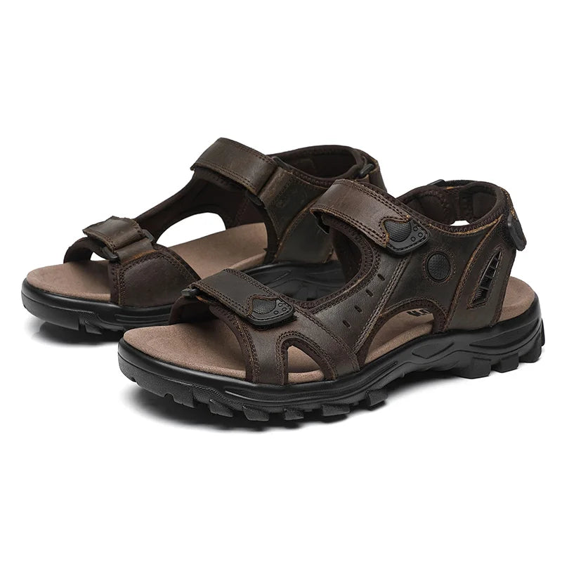 First-Layer Cowhide Men's New Fashion Open-Toe Casual Men's Summer Sandals, Adjustable Non-Slip, Comfortable Soft-Soled Beach Sh - Buy online at  Vibe In Cart.
