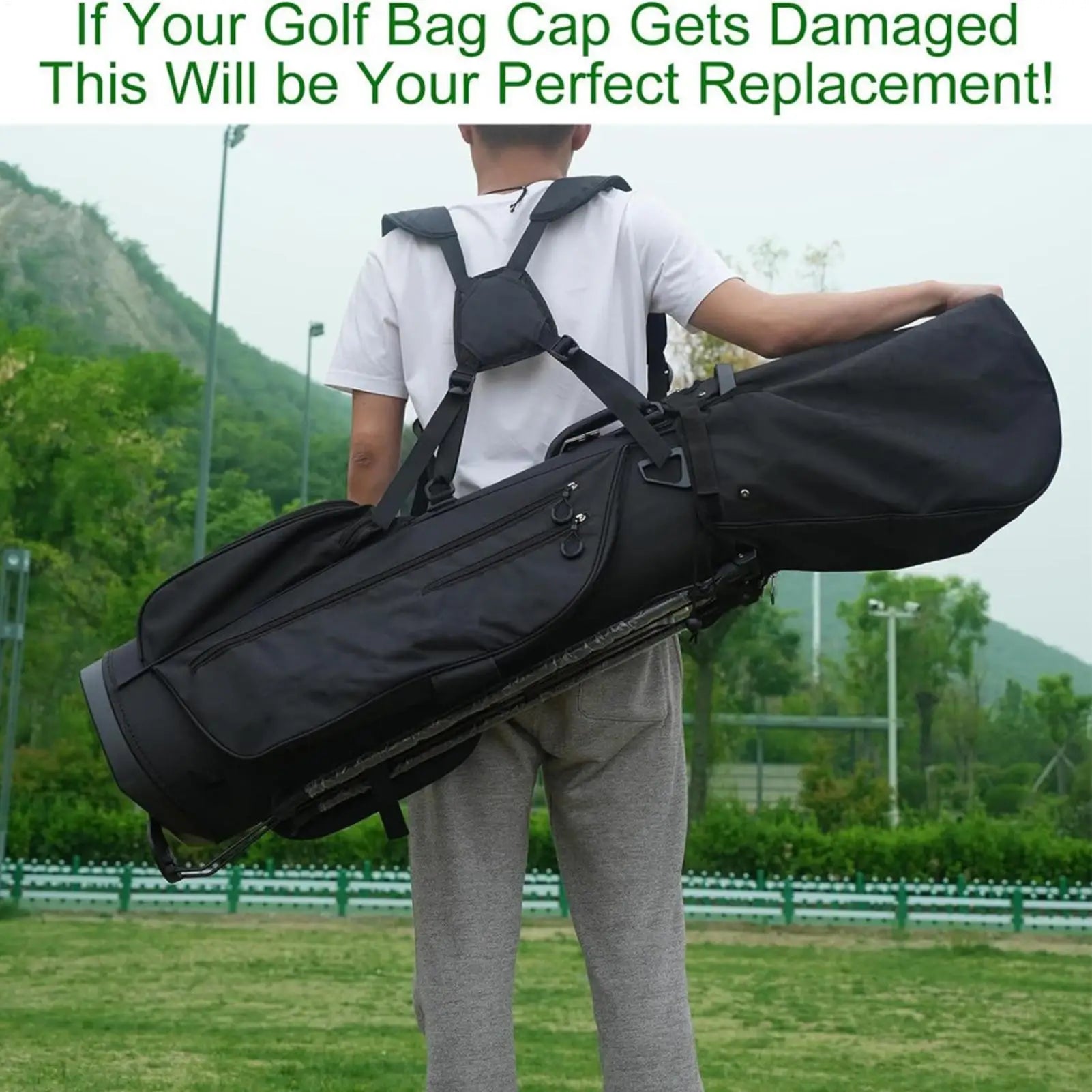 Portable Waterproof Nylon Golf Bag Rain Cover with Zipper and Buckle