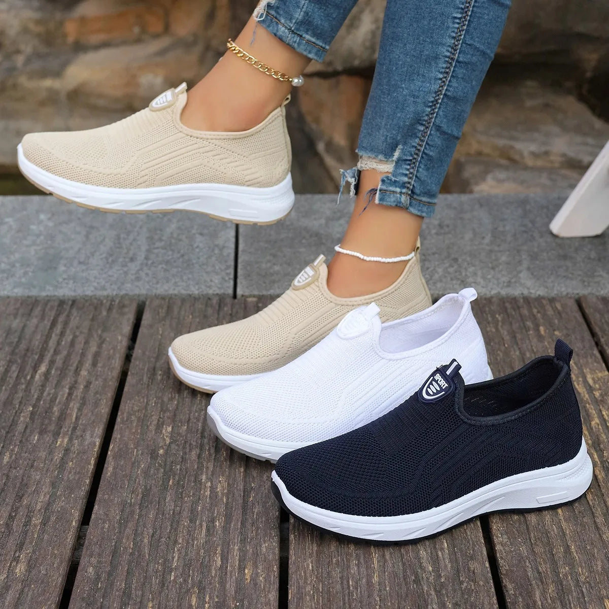 Summer New Mesh Breathable Large Size Casual Shoes for Women Soft Sole Lightweight One Step Single Shoes for Women - Buy online at  Vibe In Cart.