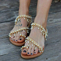 Ladies' new summer pearl sandals Women comfortable Beach shoes Ankle Strap Open Toe Sandals Casual Lightweight Women slippers - Buy online at  Vibe In Cart.