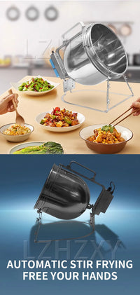 Stainless Steel Stir Fryer, Large Capacity Automatic Flipping and Cooking Machine, Home Outdoor Barbecue, Kitchen - Buy online at  Vibe In Cart.