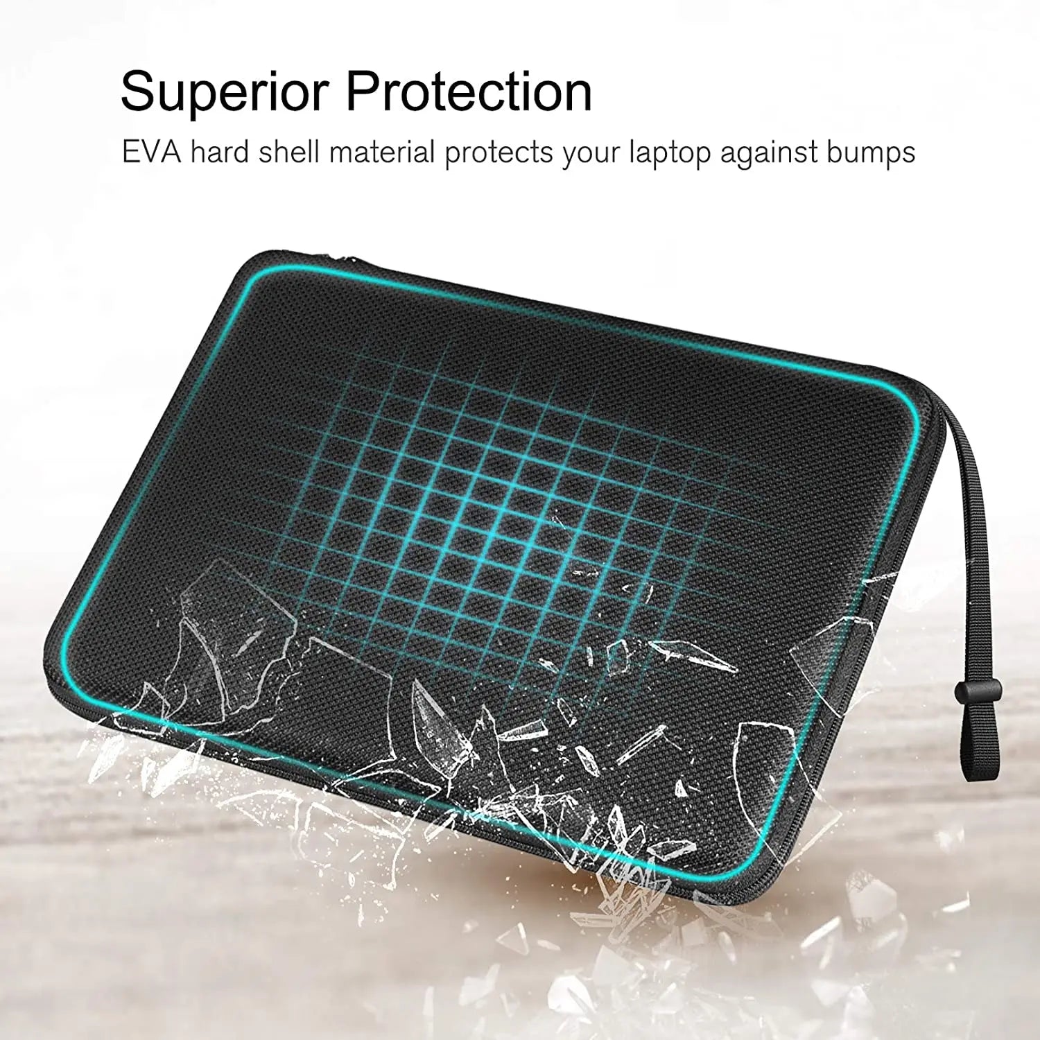 Laptop Sleeve Bag for 13-15.6 Inch Laptops, Waterproof EVA, Black with Straps