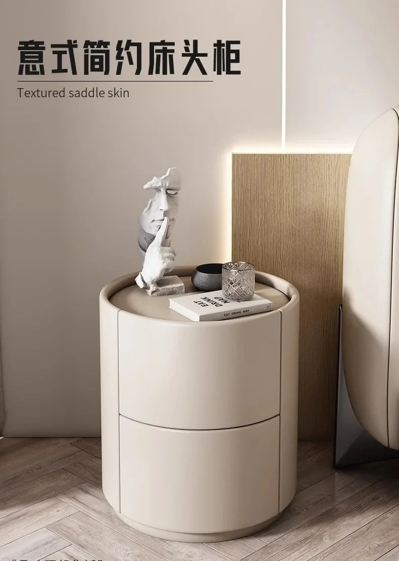 Home Living Room Sofa Side Cabinet, Creative Round Solid Wood Bedside Table, New Simple Modern Small Bedroom Storage Cabinet - Buy online at  Vibe In Cart.