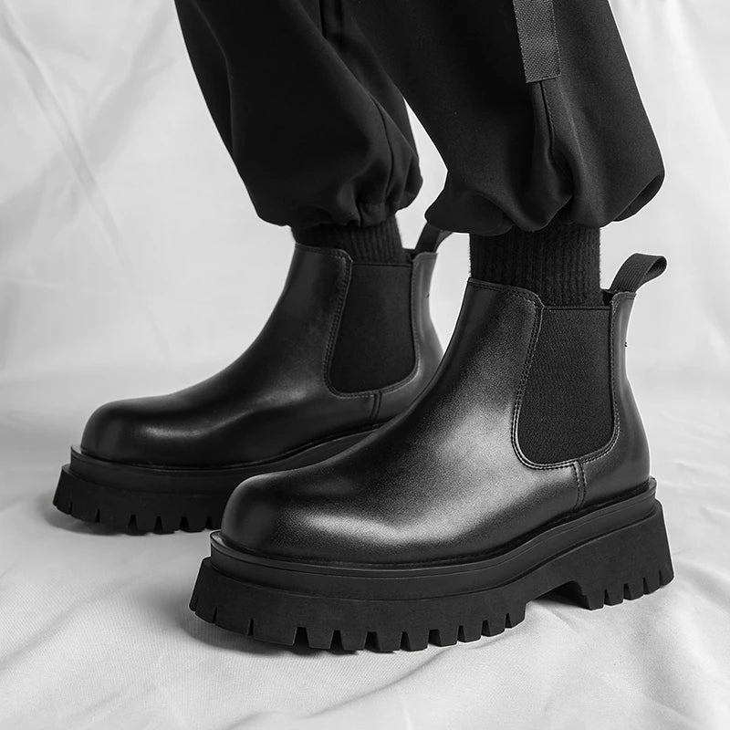 Men's Versatile Casual British Style Heightening Chelsea Boots, Paired with Trendy and Simple Ankle Boots for Outerwear. - Buy online at  Vibe In Cart.