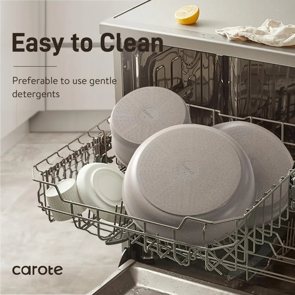 19-Piece Detachable Handle Cookware Set, Non-Stick Induction Compatible Pots and Pans, Oven Safe Taupe - Buy online at  Vibe In Cart.