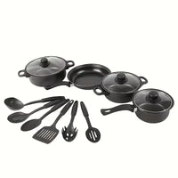 13-Piece Nonstick Cookware Set Black - Induction Compatible Pot Pan Set with Frying Pan & Utensils for Kitchen & Camping - Buy online at  Vibe In Cart.