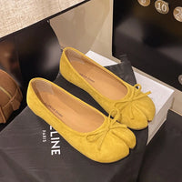Fashion Suede Split Toe Women Bow Tabi Ballet Flats Spring Autumn Comfortable Walking Lazy Loafers Casual Girls Dance Shoes - Buy online at  Vibe In Cart.