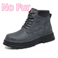 Men's Ankle Boots Lace-Up Flat Heel Bonded Leather Insole